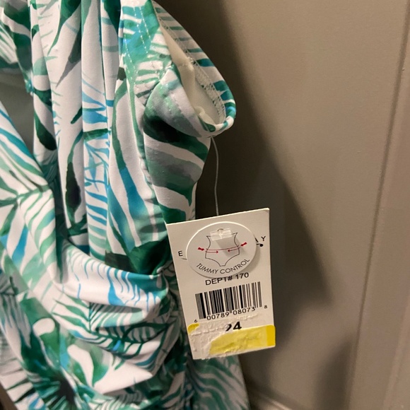 Emerald Bay One Piece Swimsuit SZ 24 Tropical Print - Picture 2 of 4